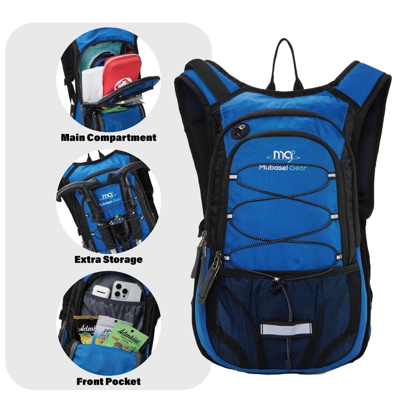 Mubasel Gear 15L Insulated Hydration Backpack Pack with 2L Water Bladder Lightweight Hiking Backpack Bag for Women Men Daypack for Hiking Running Festival Camping Biking (Blue) - Image 2